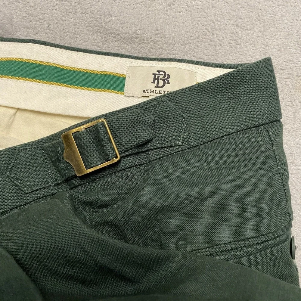 Banana Republic BR Athletics Pleated Pants Men 34‎ Green Side Cinch Trouser